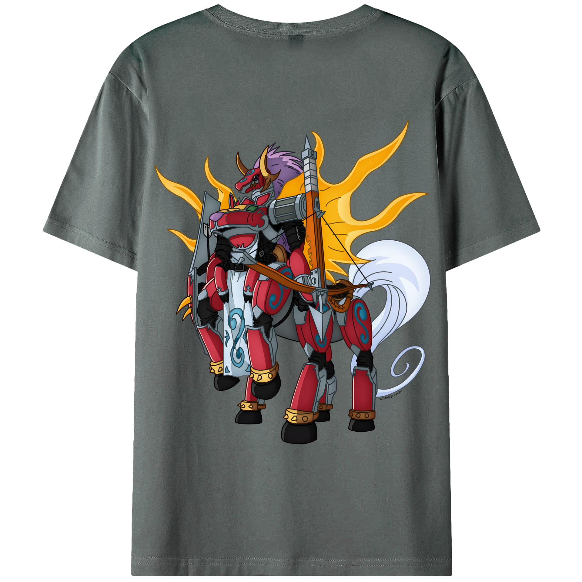 （画像用） Digimon デジタルモンスター/デジモン 綿100％ メンズ半袖Tシャツ（バックプリント） 通気性